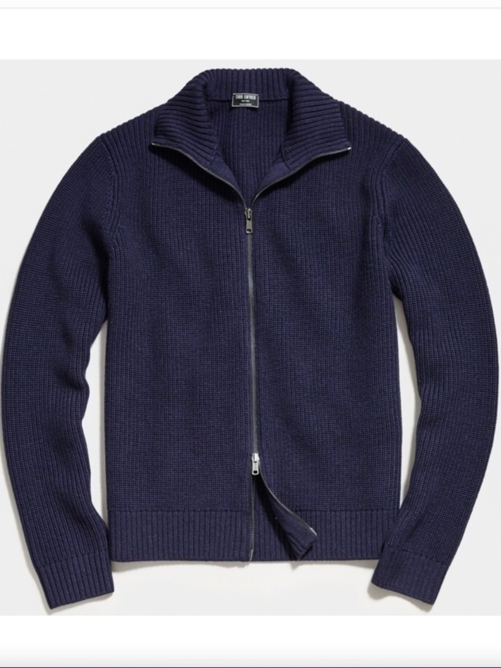 TODD SNYDER Merino Wool Full Zip Cardigan in Navy - L